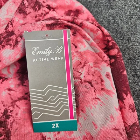 Emily B Active Wear Pink Tie Dye Capri Pants Plus Size 2X New NWT L-DS20 - Picture 5 of 8